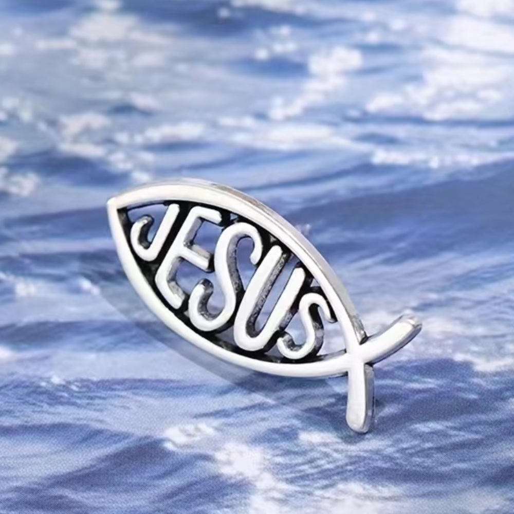 Accessories | 325 43 Metal Pin Jesus Fish Christian Symbol Brooch ...